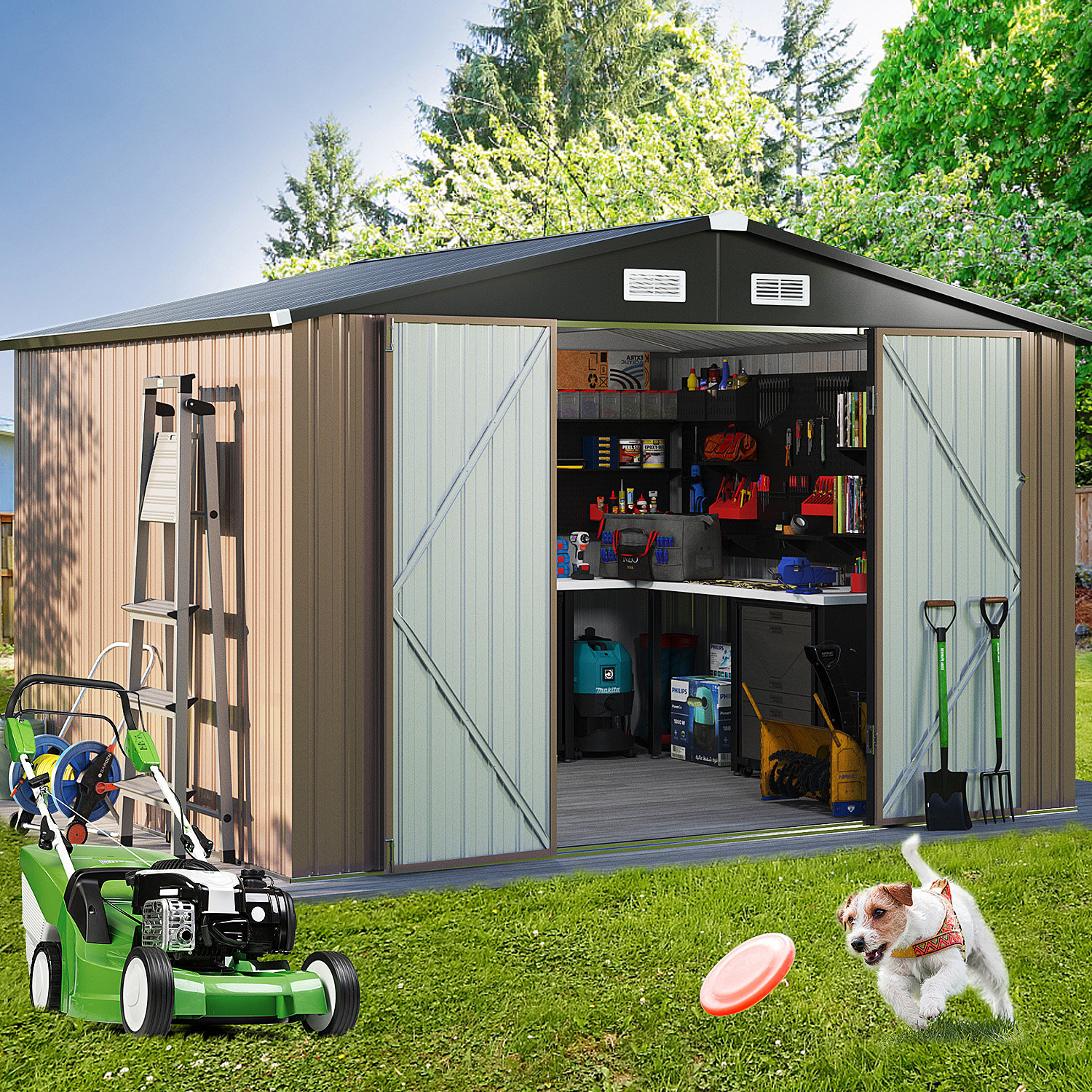 JolyDale 10 ft. W X 8 ft. D Metal Tool Shed & Reviews | Wayfair